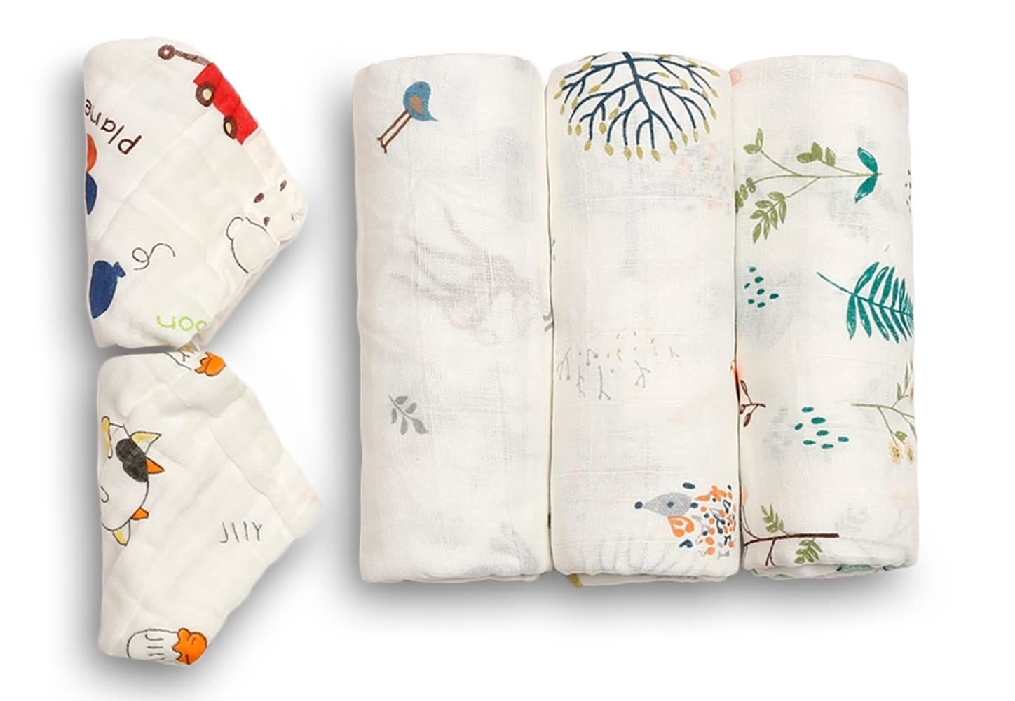 Amazing Baby Muslin Swaddle Blankets, 4-Pack