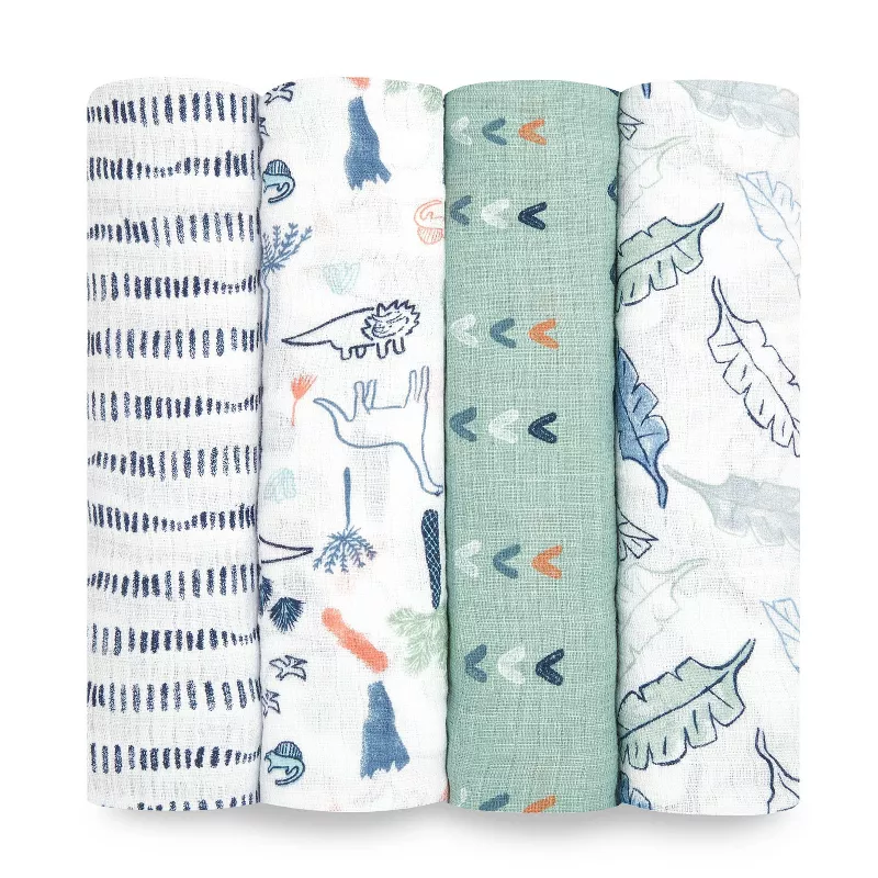 Hudson Baby Muslin Swaddle Blankets, 4-Pack