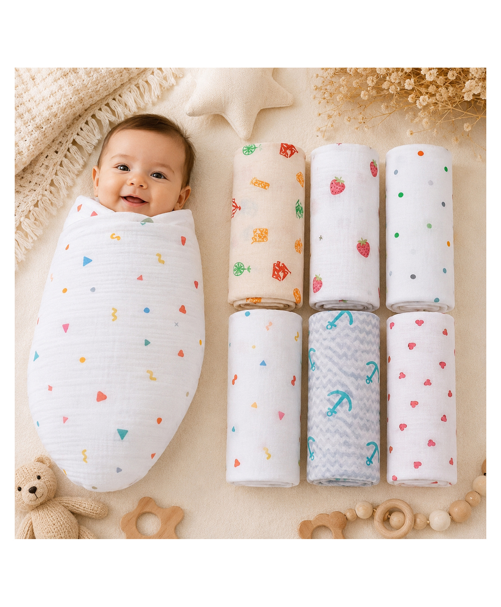 TotsAhoy Newborn Muslin Swaddle Blankets