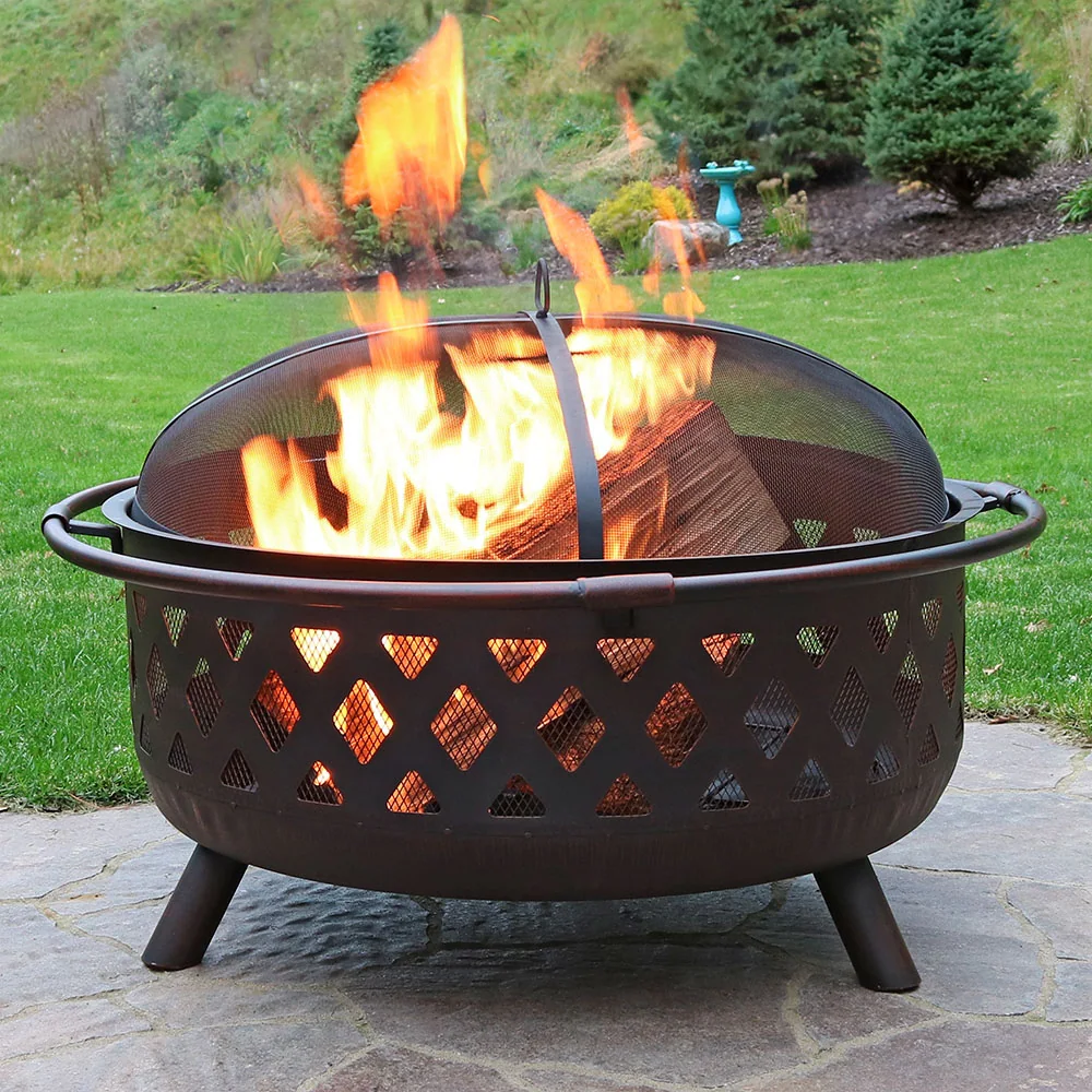 Sunnydaze 36-Inch Outdoor Fire Pit with Spark Screen