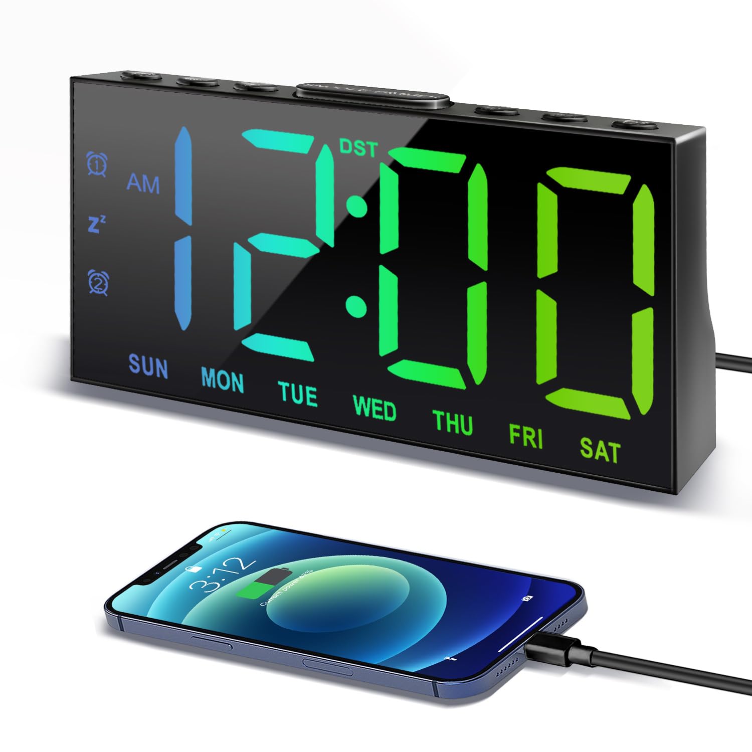 JALL Digital Alarm Clock with USB Charger