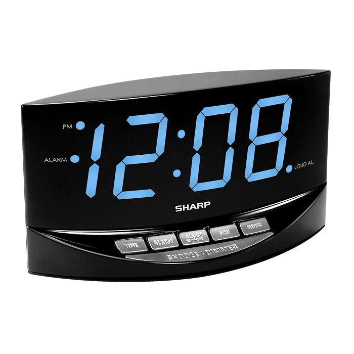 Sharp Big Blue LED Alarm Clock