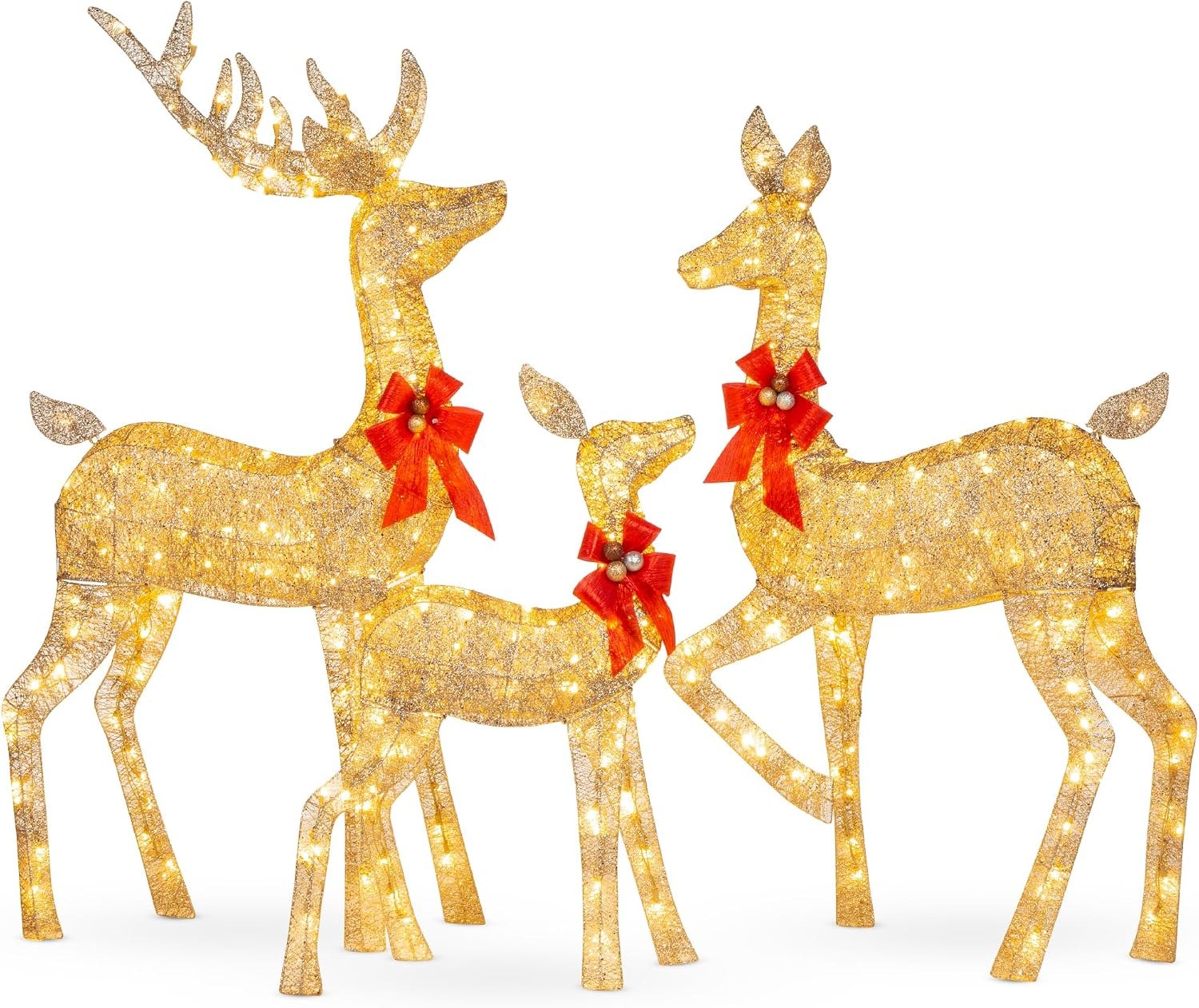 Best Choice Products 3-Piece Lighted Christmas Deer Family Set