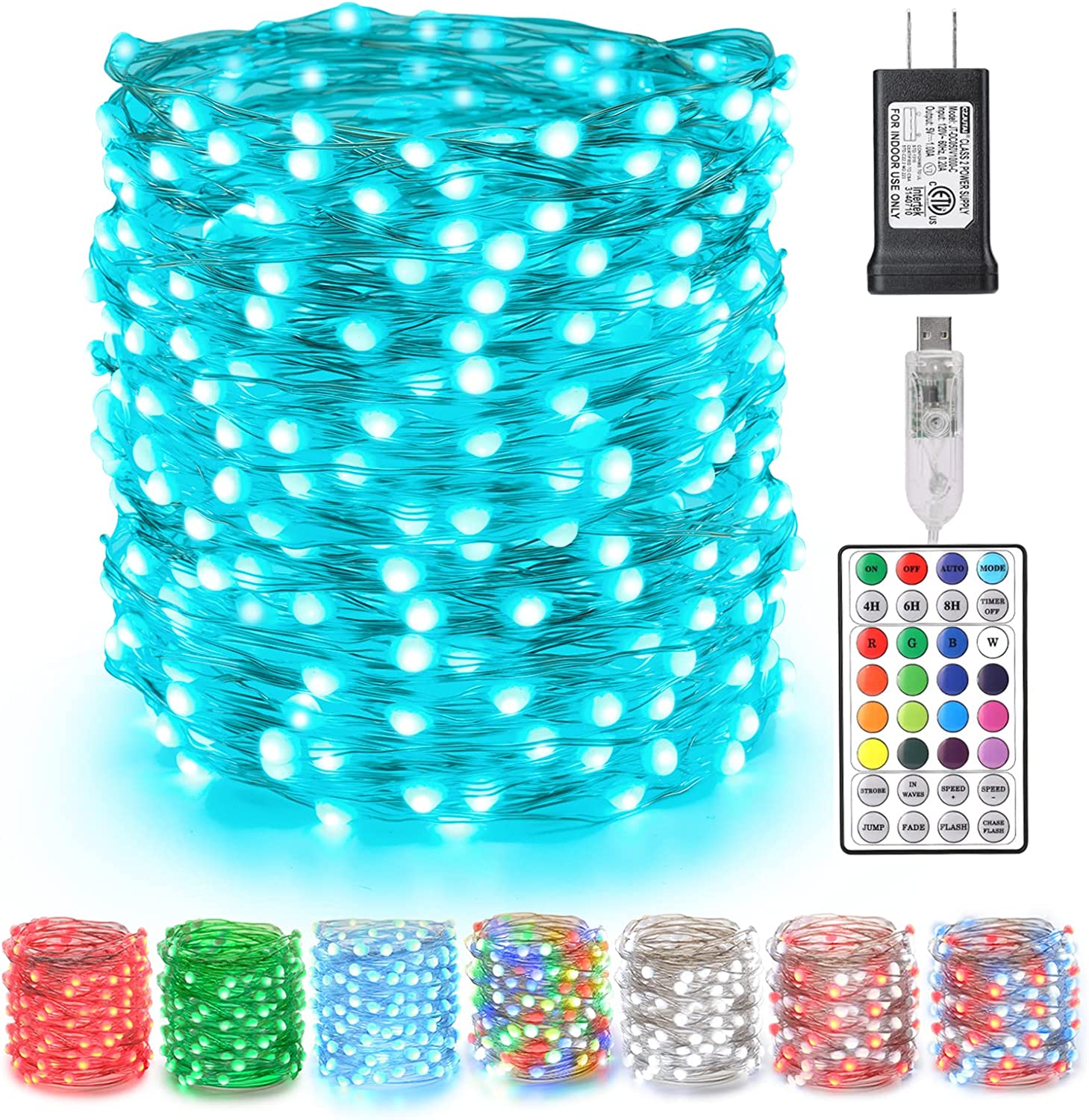 BrizLabs Color Changing Fairy Lights USB Plugin with 32-Keys Remote, 66ft 200 LED