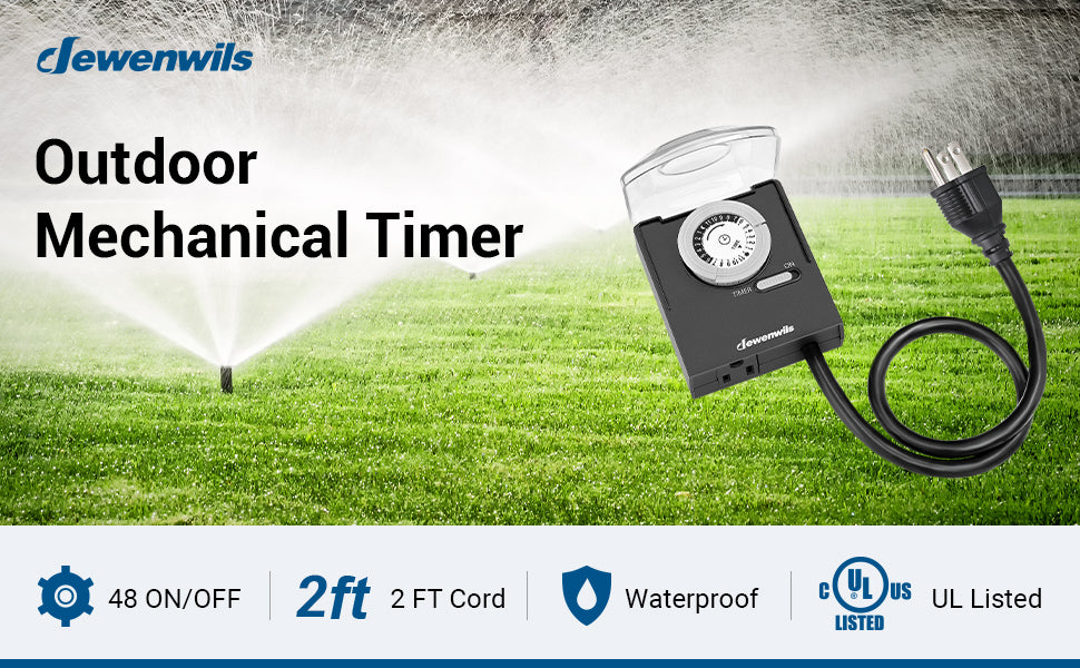 DEWENWILS Outdoor Mechanical Light Timer, 24-Hour, Waterproof
