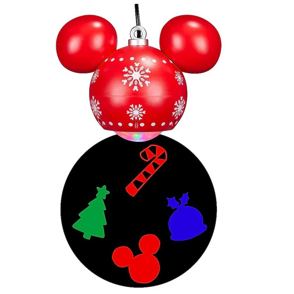 Gemmy Mickey Mouse Whirl-A-Motion Hanging Projection Ornament, Red/Green/Blue