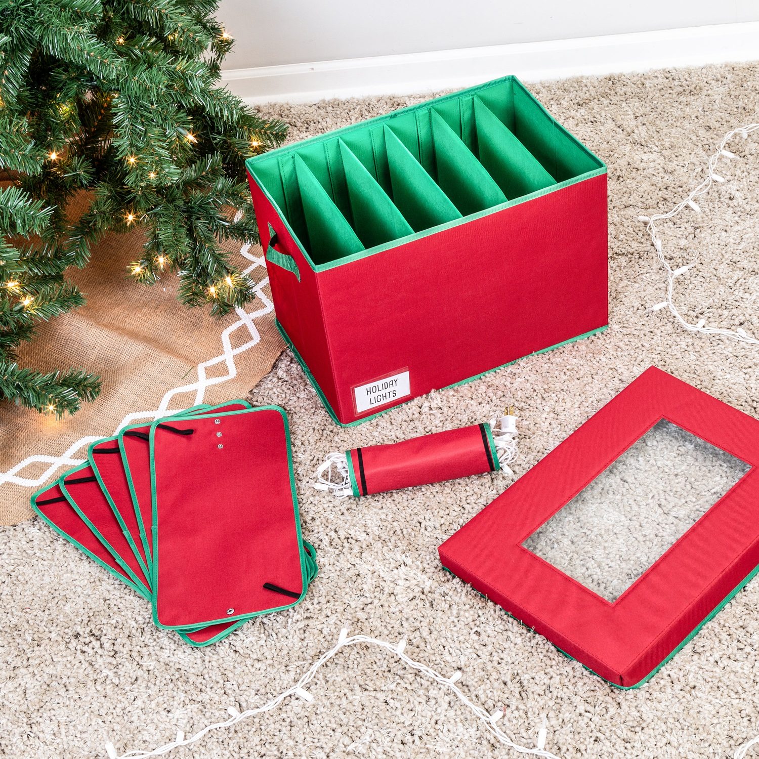 Honey-Can-Do Red Holiday Light Storage Box