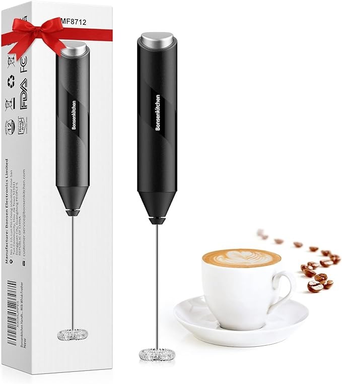 Bonsenkitchen Handheld Milk Frother with Stand