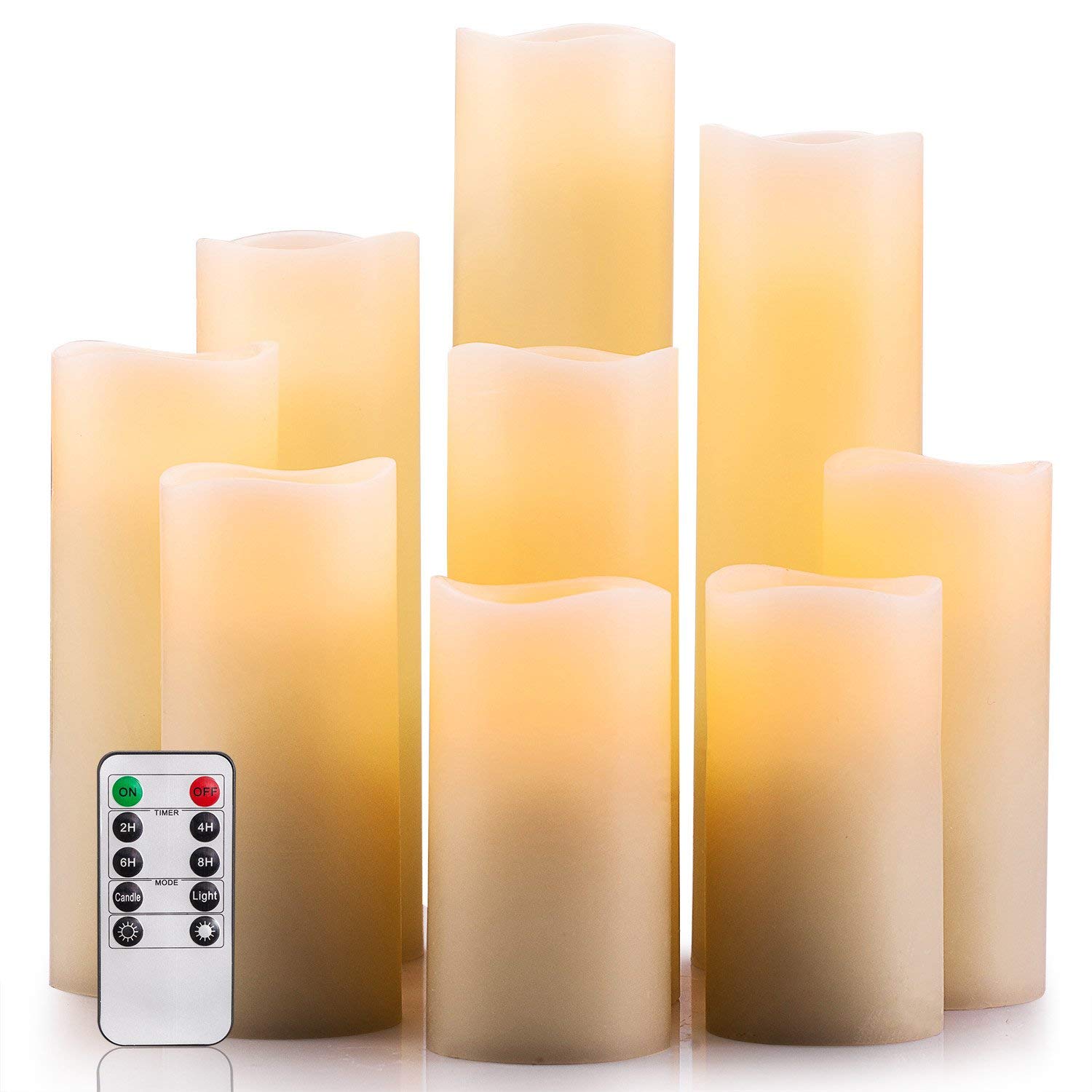 Comenzar Flameless Candles, Ivory Wax, Set of 9