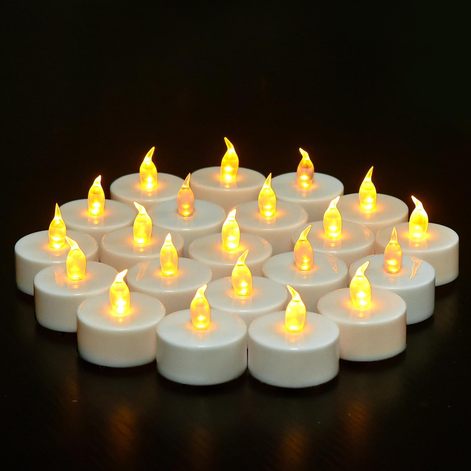 Glowmen Flickering Flameless Tea Lights, 24-Pack