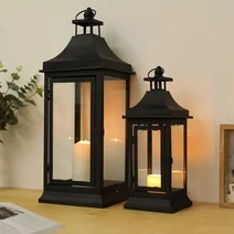 JHY DESIGN Metal Candle Lantern, Set of 2
