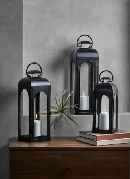 MyGift Vintage Lantern Candle Holder, Black