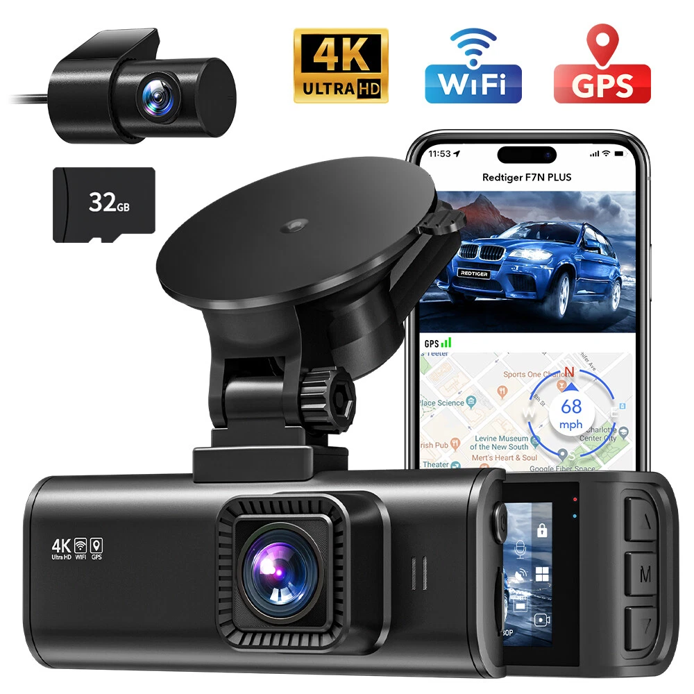 REDTIGER F7NP Dual Dash Cam 4K Front and 1080p Rear