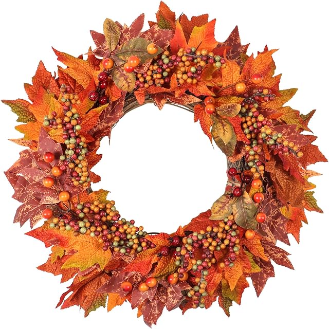 Qunclay 20 Inch Artificial Fall Wreath
