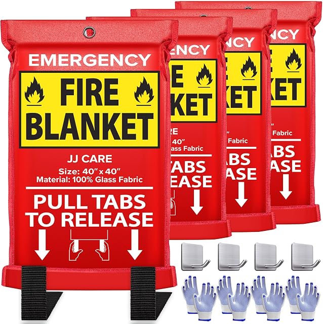JJ CARE Fire Blanket, 4-Pack