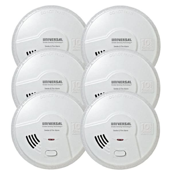 Universal Security Smoke Detector, 6-Pack