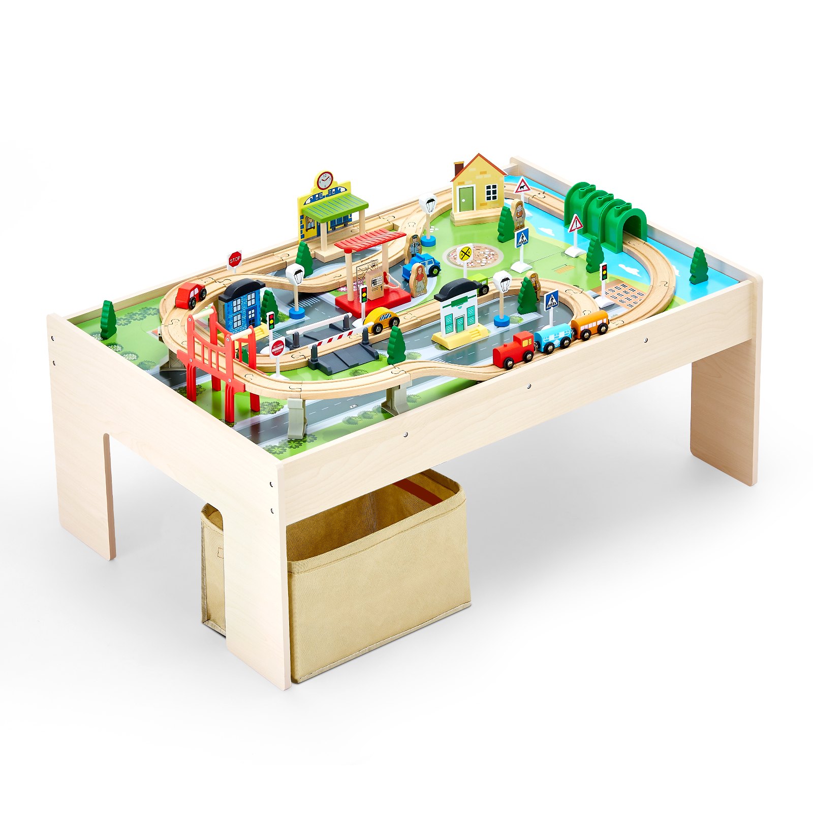 KidKraft Bucket Top Wooden Train and Table Set