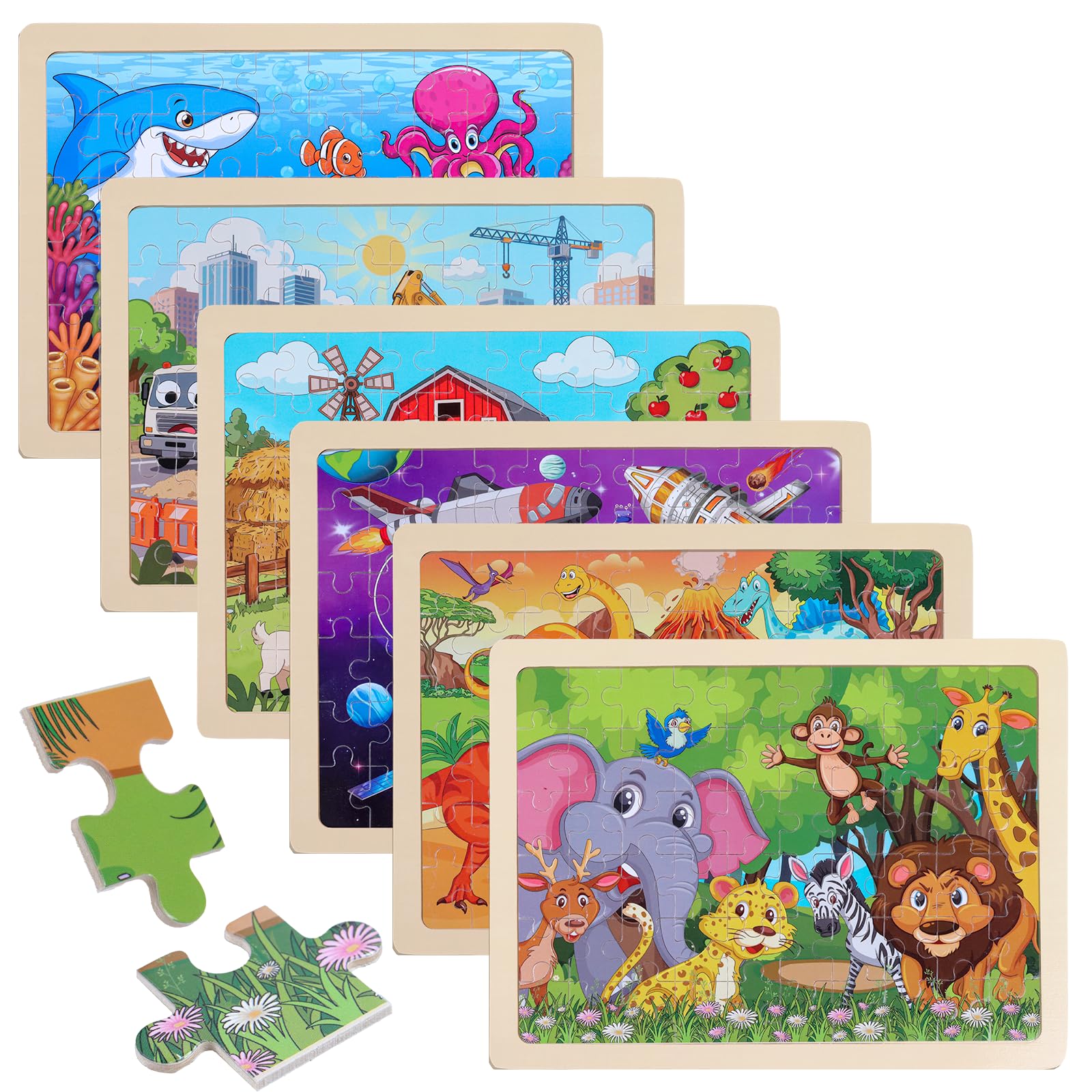 Skrtuan 6-Pack Wooden Jigsaw Puzzles