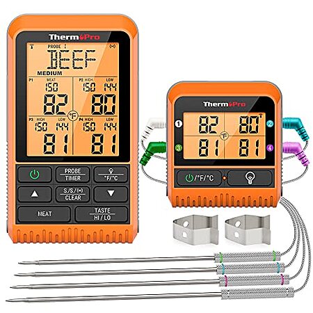 ThermoPro TP829 1000ft Wireless 4-Probe Thermometer