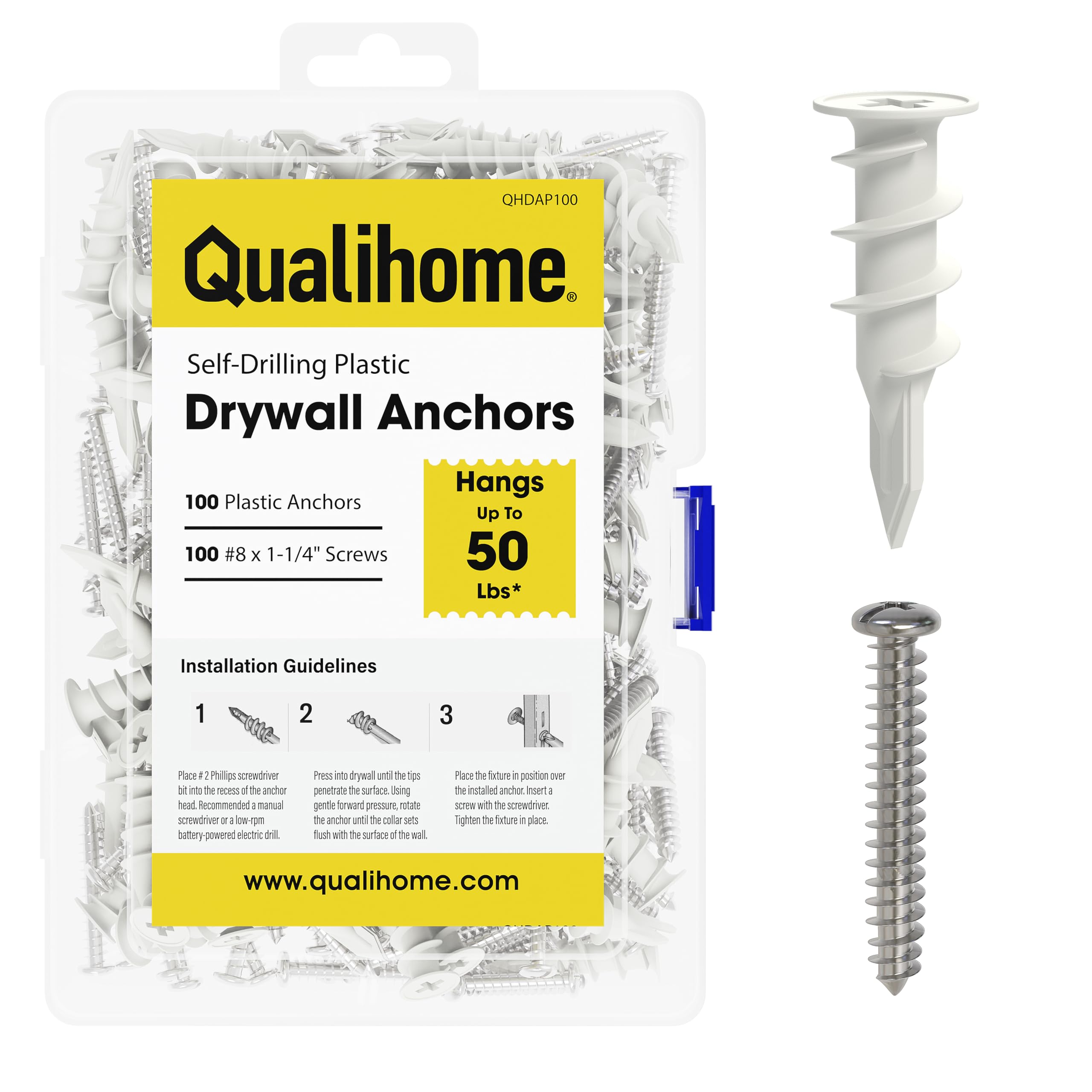 Qualihome Drywall Anchors 100-Pack