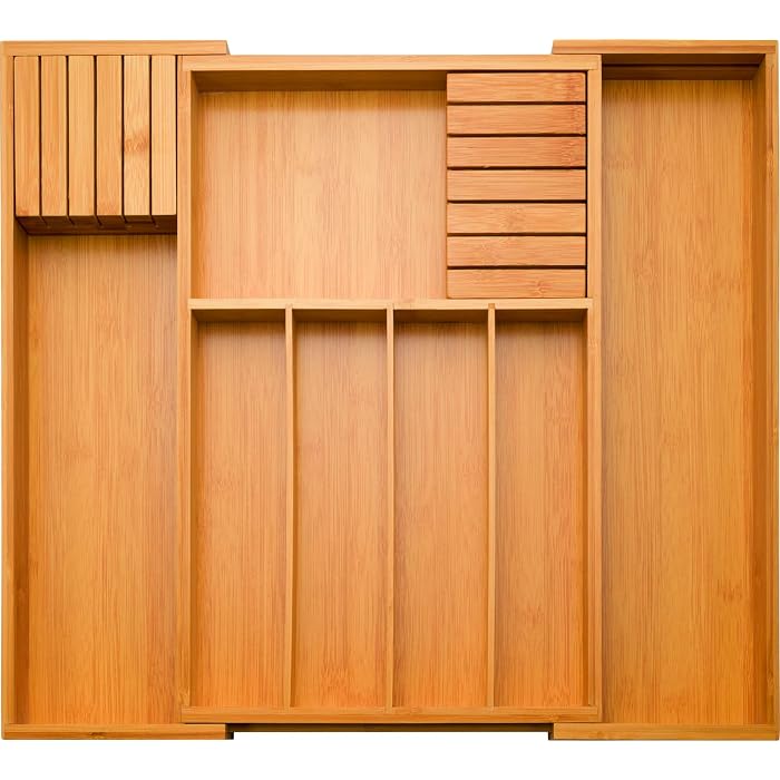 Bambüsi Expandable Bamboo Drawer Organizer Tray