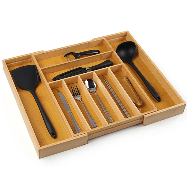 Bambüsi Expandable Bamboo Utensil Organizer Tray