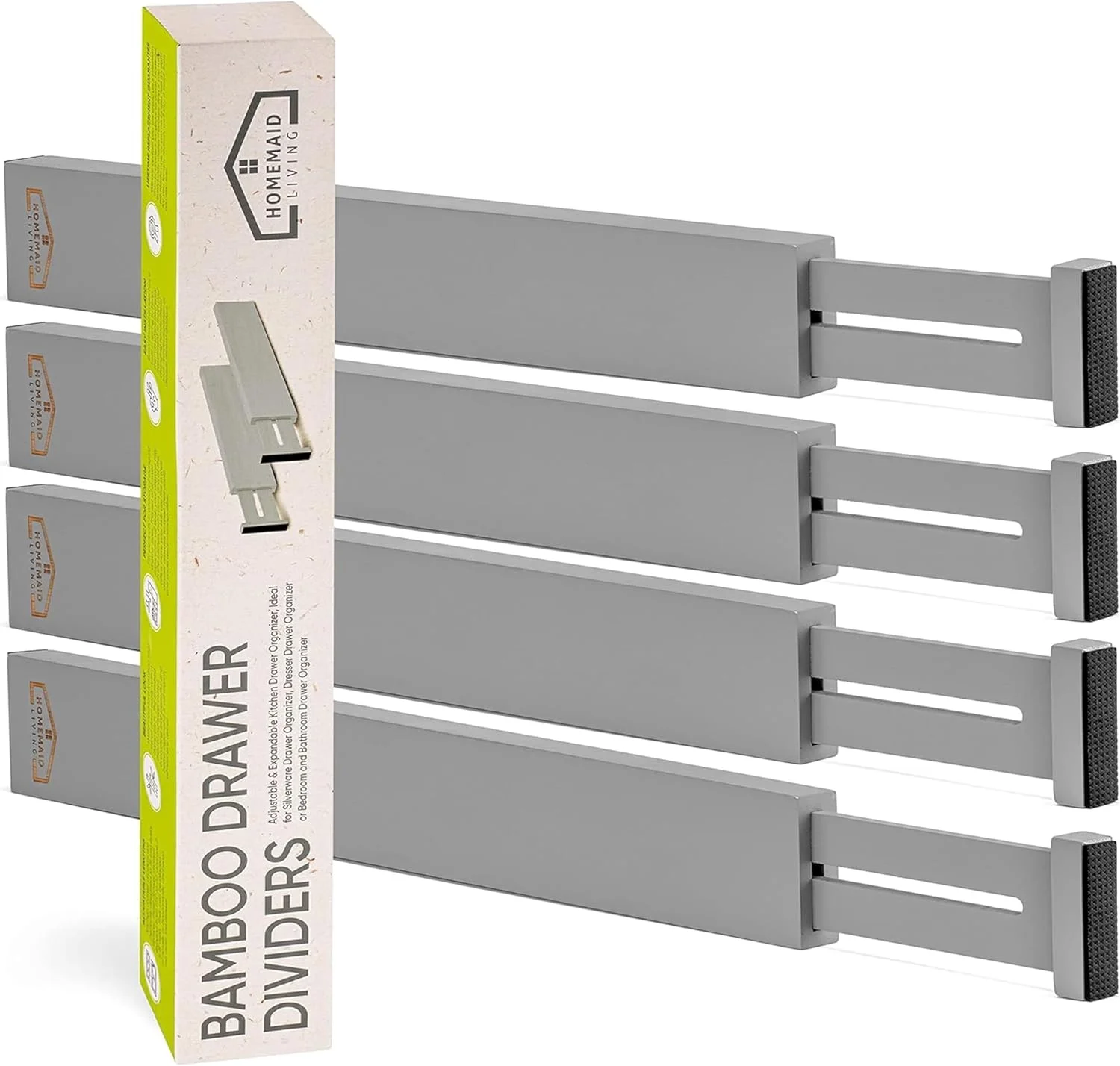 Homemaid Living Bamboo Drawer Dividers, 4-Pack