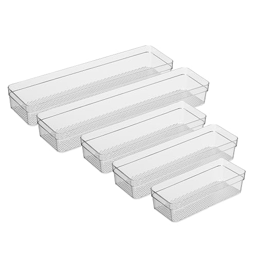 mDesign Plastic Drawer Organizer Tray, 5-Piece Set