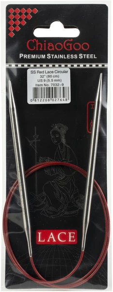 ChiaoGoo Red Lace Stainless Circular Knitting Needles 32-Inch