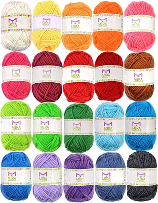 Mira Handcrafts 20 Acrylic Yarn Skeins