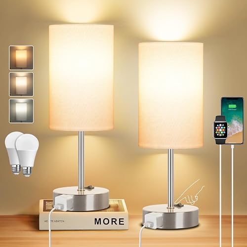 addlon Table Lamp with USB Port, 2-Pack