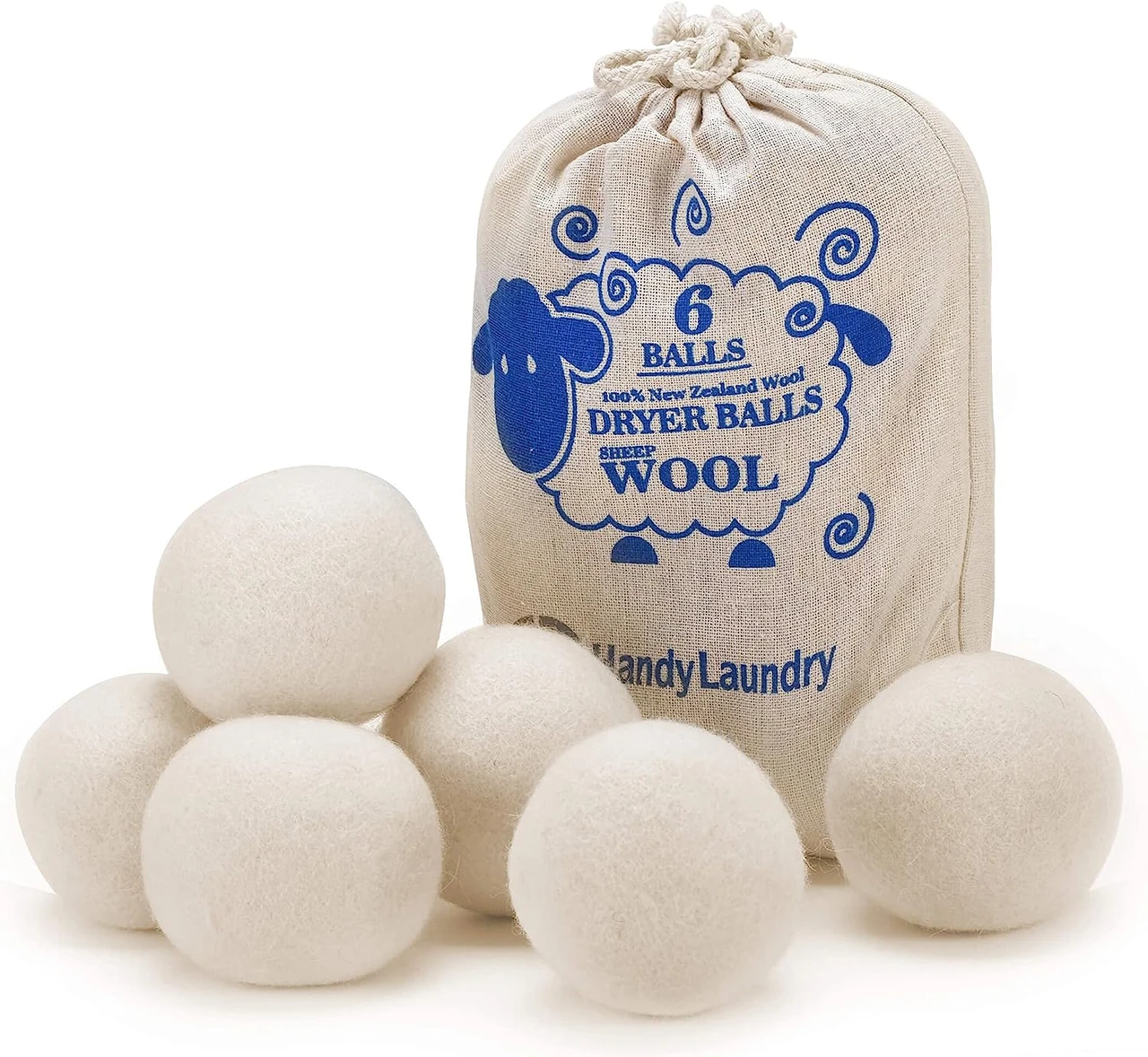 Smart Sheep Wool Dryer Balls, 6-Pack