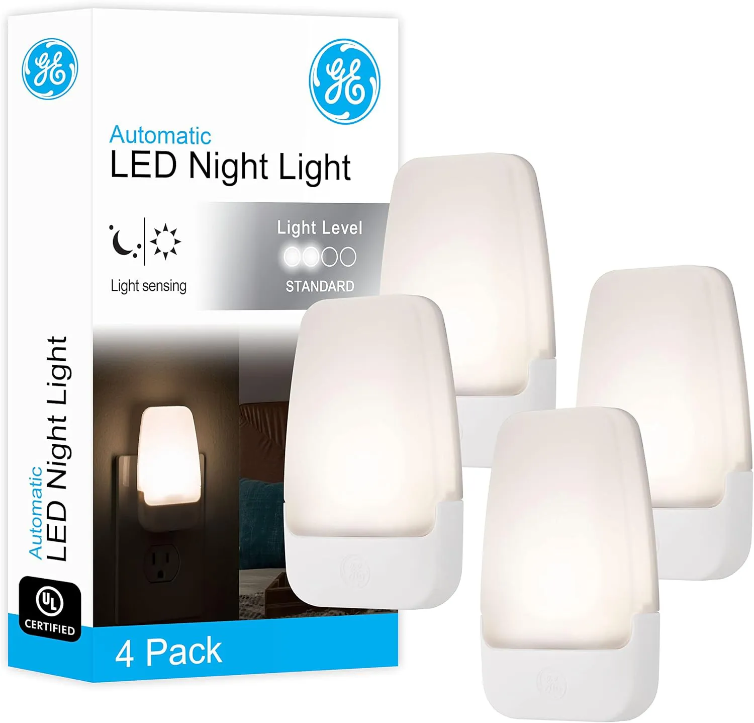 GE LED Night Light, 4-Pack, Warm White