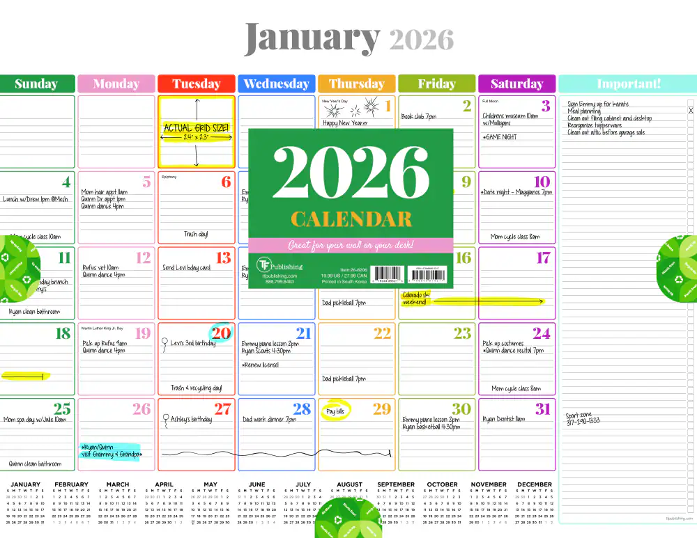 TF Publishing 2026 Monthly Desk Calendar