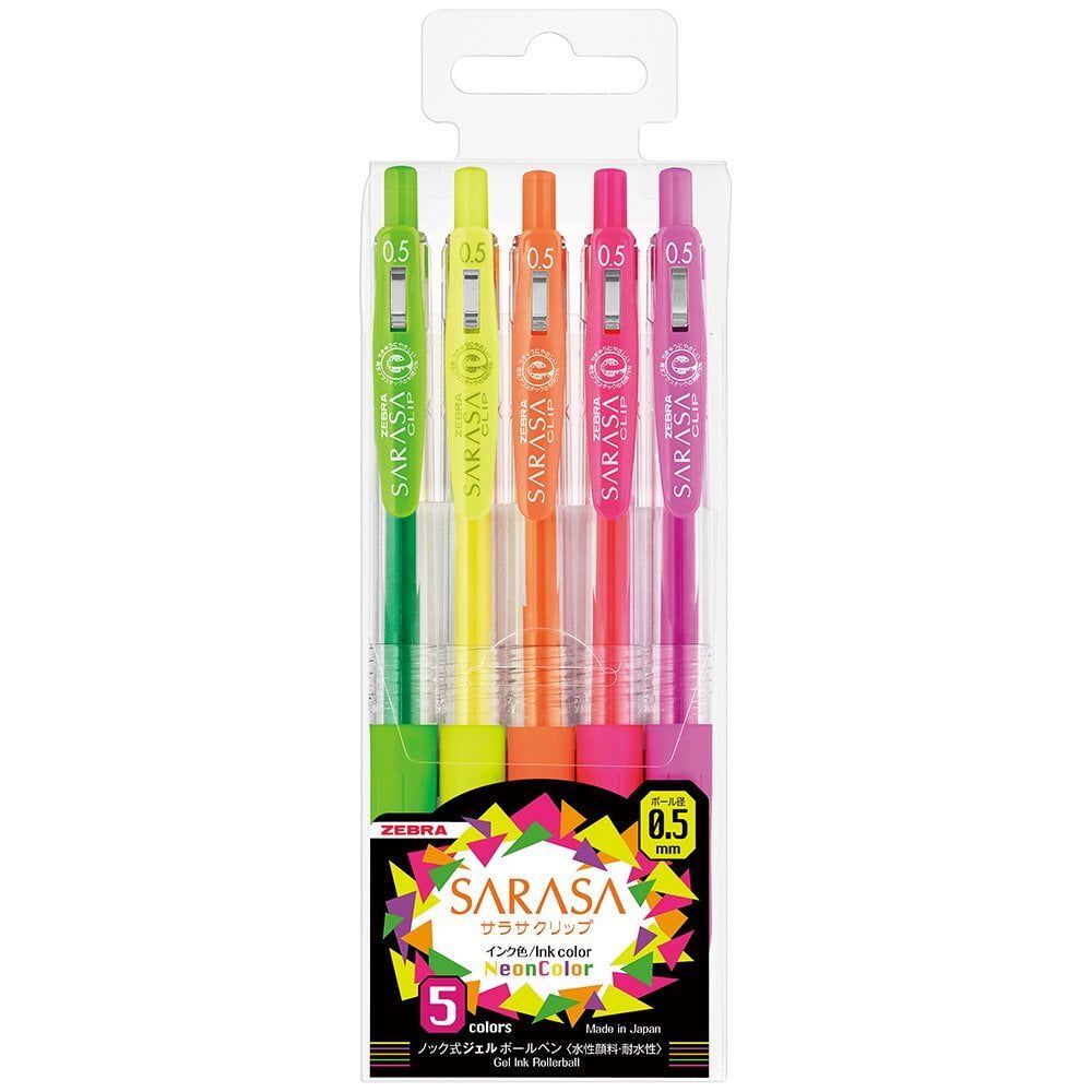 Zebra Sarasa Gel Pens, 5-Pack