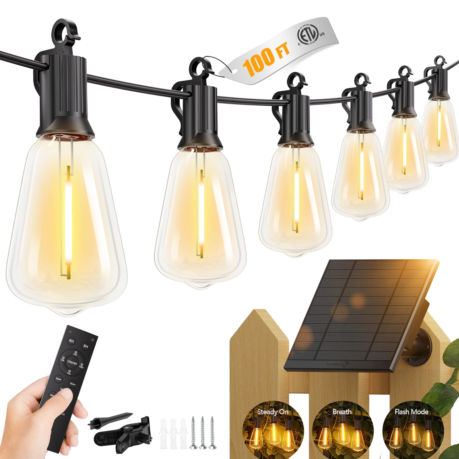 Brightown 100-Ft Solar String Lights
