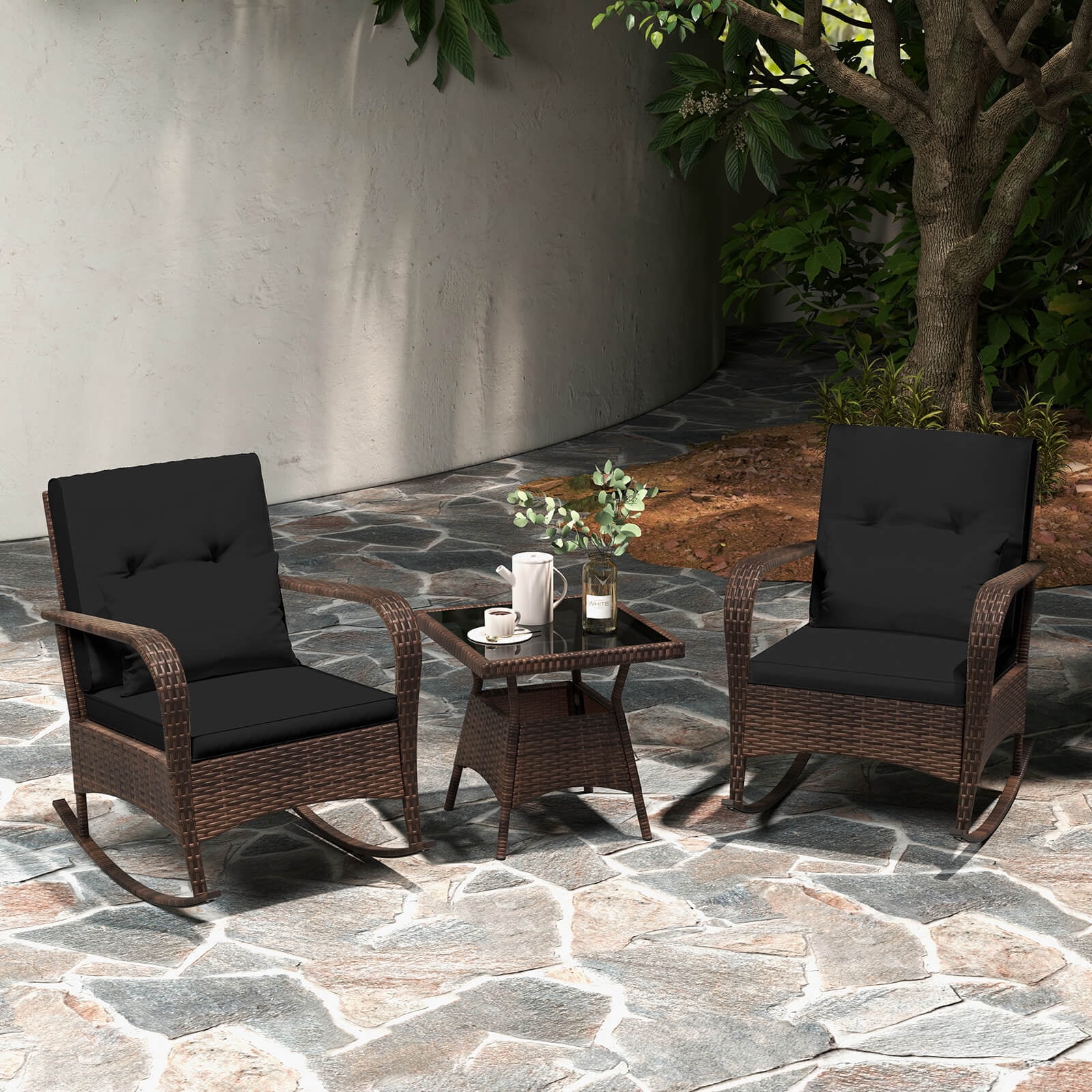 COSTWAY 3-Piece Patio Rocking Set