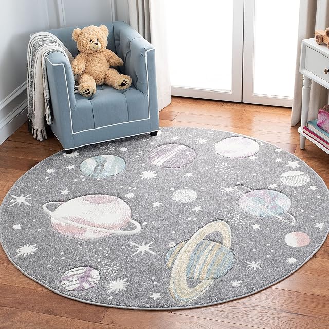 Super Area Rugs Round Rug, 3 ft, Kids