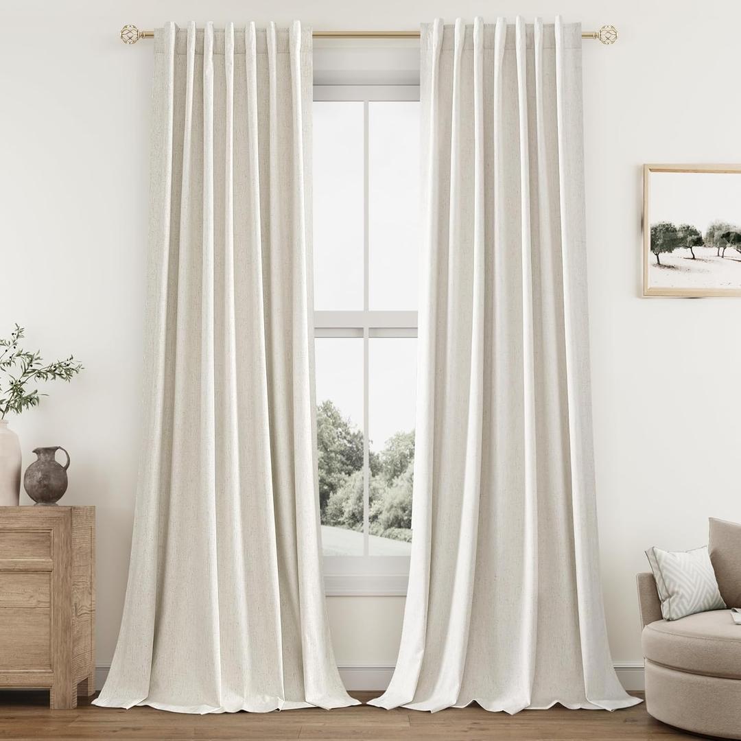 Guken Cream Linen Blackout Curtains