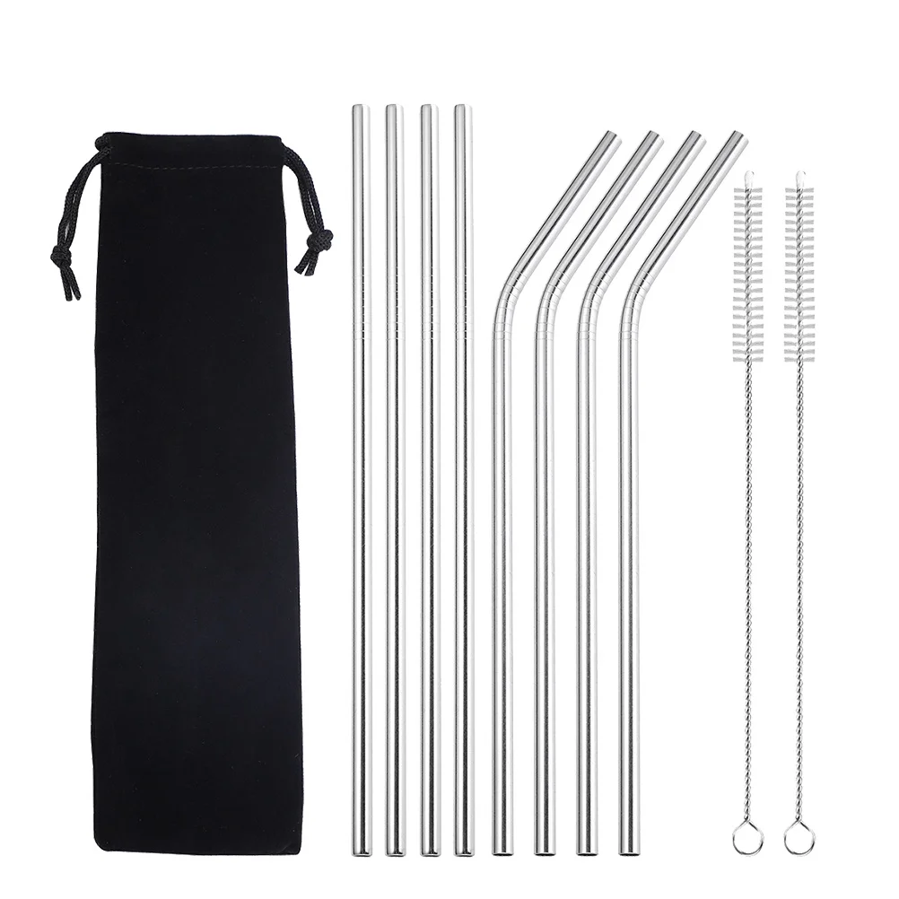 Hiware Reusable Metal Straws, 8-Pack with Brushes