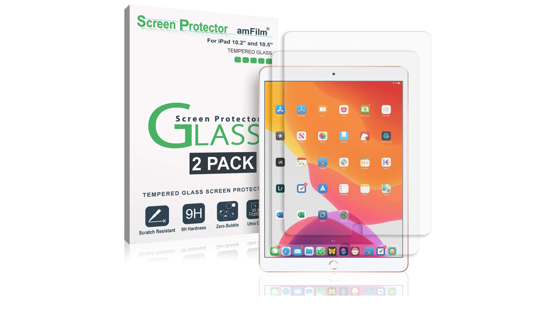 amFilm Glass Screen Protector for iPad, 2-Pack
