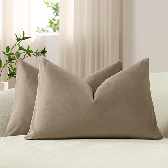 DEZENE Lumbar Throw Pillow, Velvet, 12x20