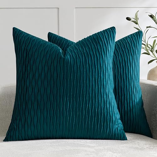 DEZENE Velvet Throw Pillows, 20x20, Set of 2