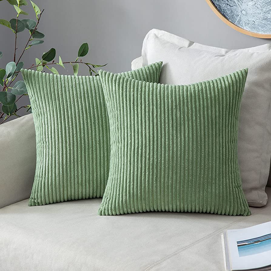 MIULEE Decorative Throw Pillow Covers, Corduroy, 2-Pack