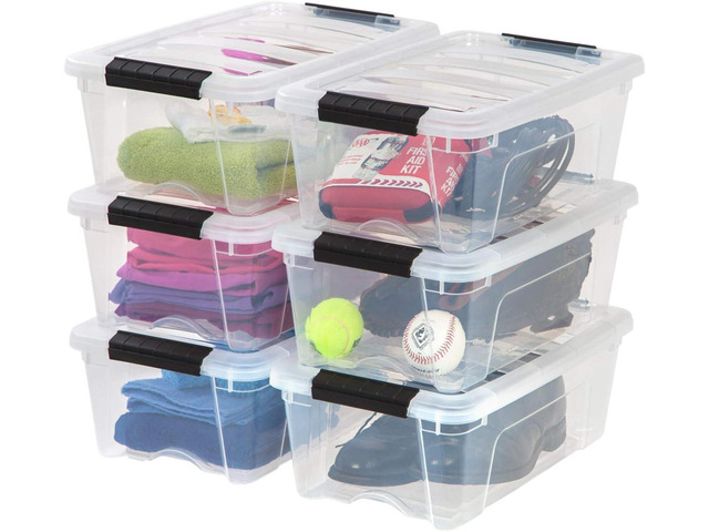 IRIS USA 12-Quart Stackable Storage Bins, 6-Pack