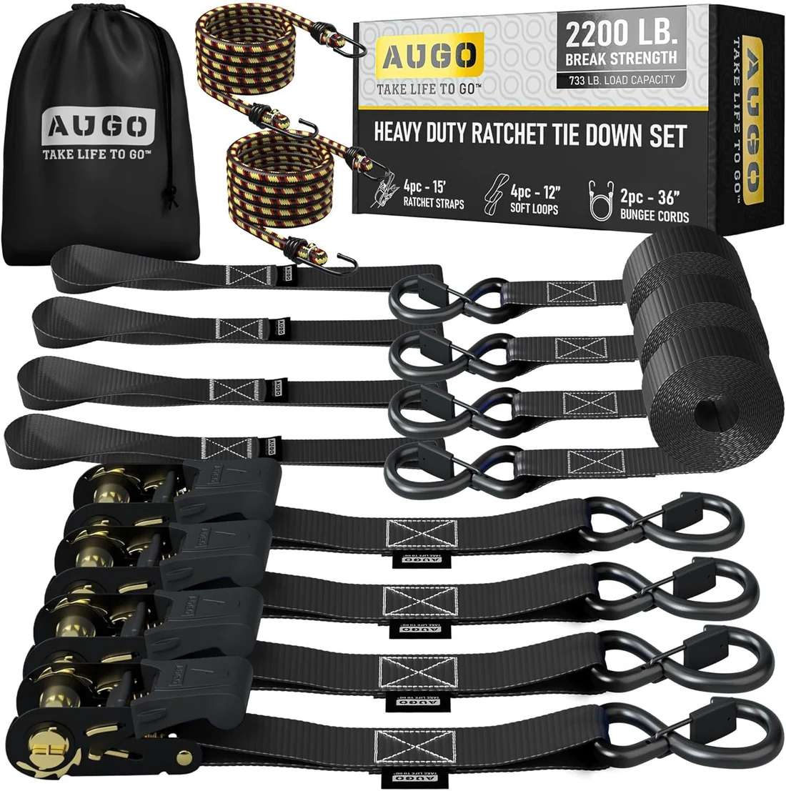 AUGO Heavy-Duty Ratchet Straps