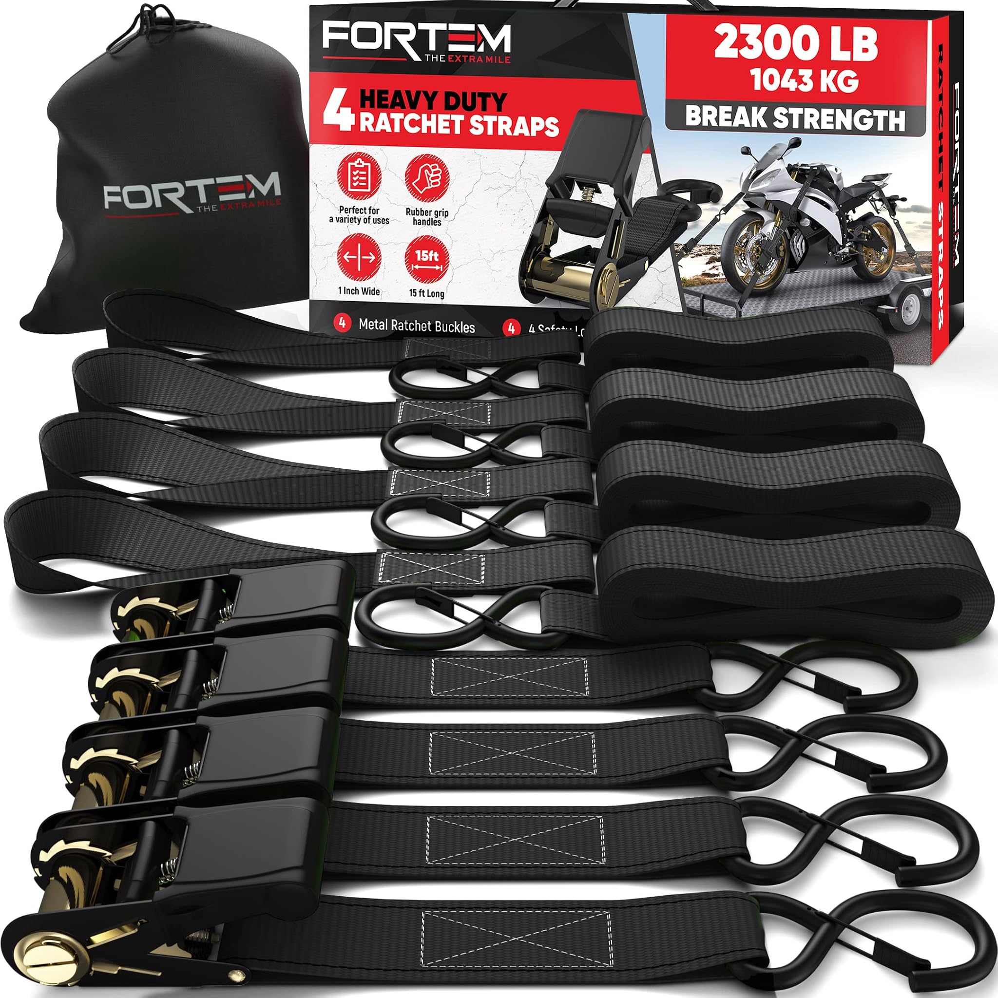 FORTEM Ratchet Straps 4-Pack