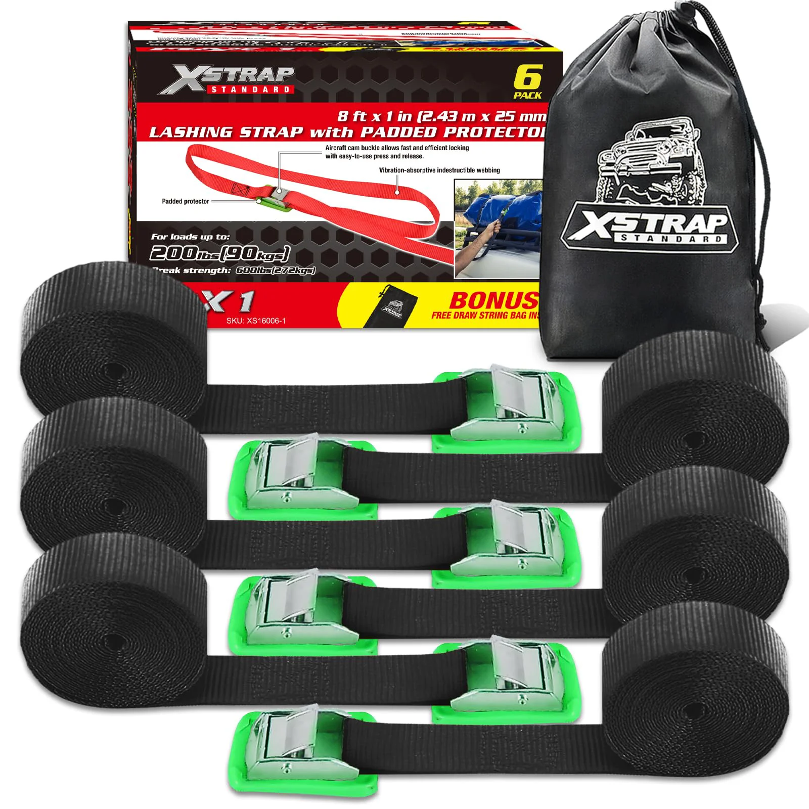 XSTRAP Cam Buckle Straps 6-Pack