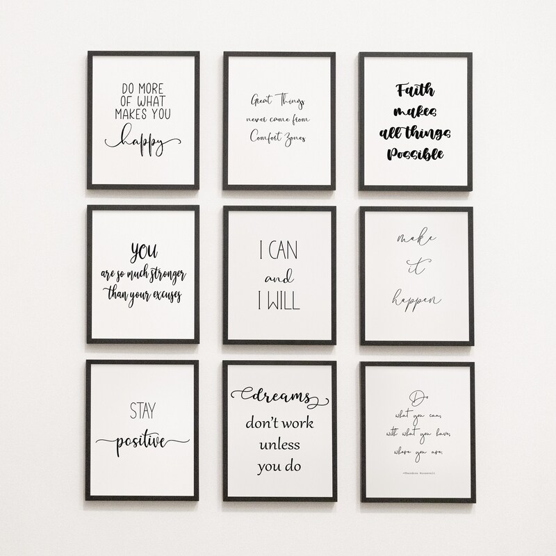 97 Decor Inspirational Wall Art Prints, Set of 9