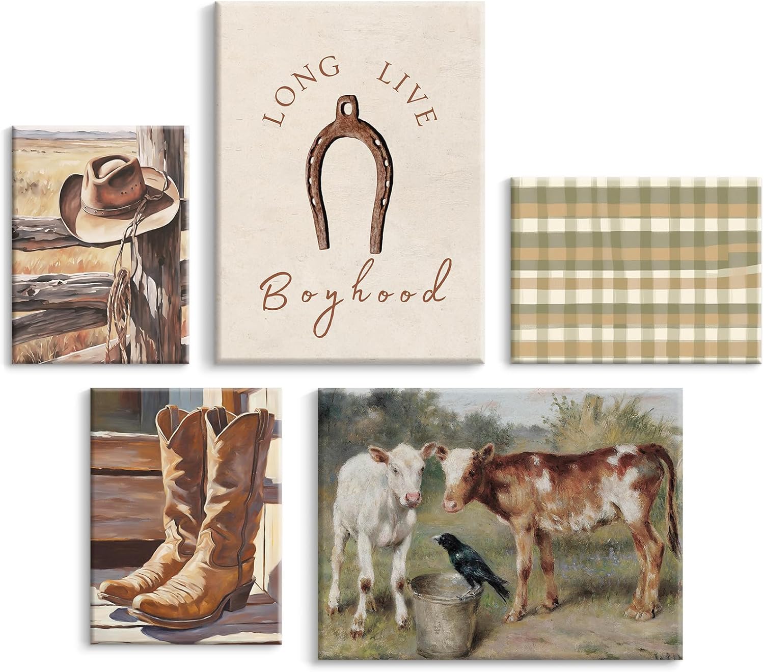 Deke Doko 5-Piece Farmhouse Canvas Wall Art Set